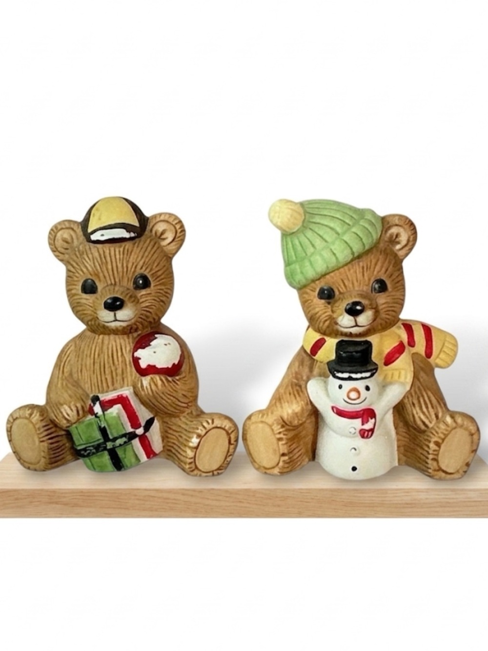 Vintage Homco Holiday Teddy Bear 1413 Figurine Porcelain Hand Painted Set 1980